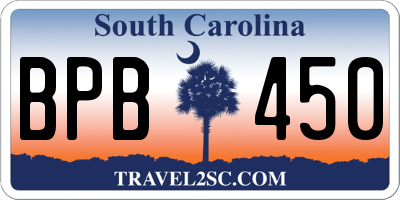 SC license plate BPB450