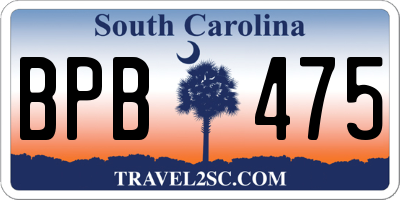 SC license plate BPB475