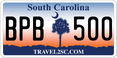 SC license plate BPB500