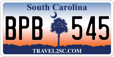 SC license plate BPB545