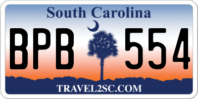 SC license plate BPB554