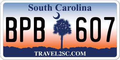 SC license plate BPB607