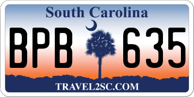 SC license plate BPB635