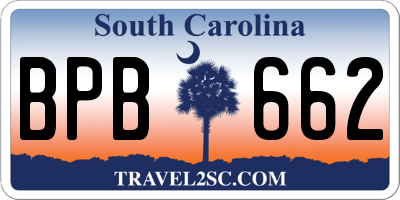 SC license plate BPB662