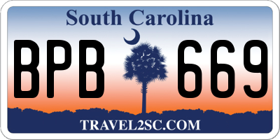SC license plate BPB669