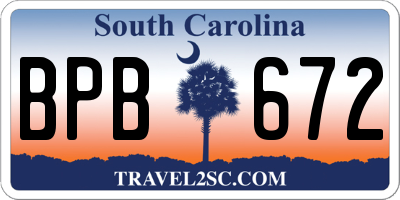 SC license plate BPB672