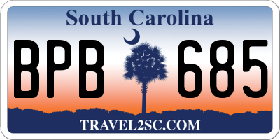 SC license plate BPB685