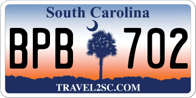 SC license plate BPB702