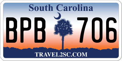 SC license plate BPB706