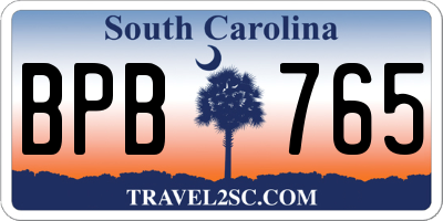SC license plate BPB765