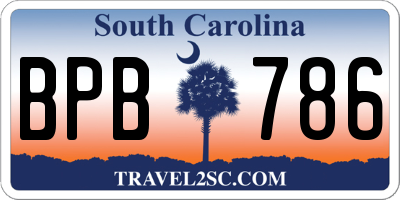 SC license plate BPB786
