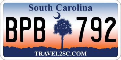 SC license plate BPB792