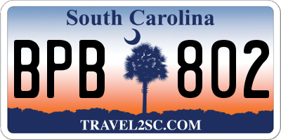 SC license plate BPB802