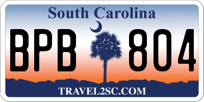 SC license plate BPB804