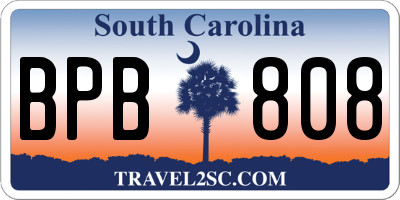 SC license plate BPB808