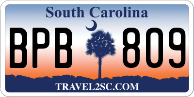 SC license plate BPB809