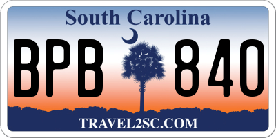 SC license plate BPB840