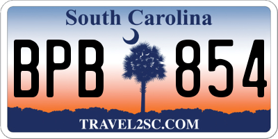 SC license plate BPB854
