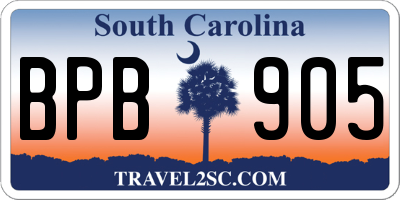SC license plate BPB905