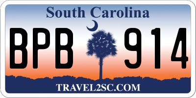 SC license plate BPB914