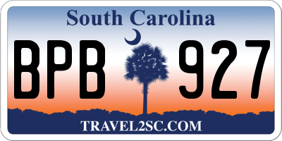 SC license plate BPB927