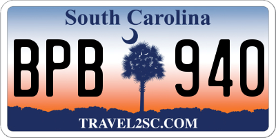 SC license plate BPB940