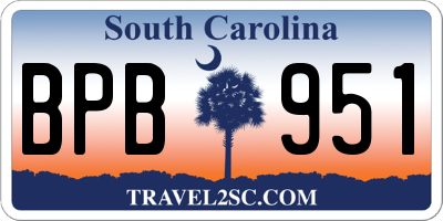 SC license plate BPB951