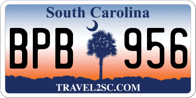 SC license plate BPB956