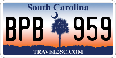 SC license plate BPB959