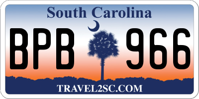SC license plate BPB966