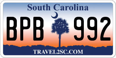 SC license plate BPB992
