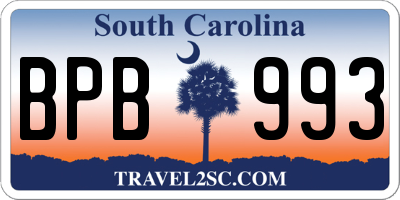 SC license plate BPB993