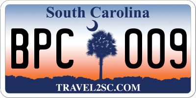 SC license plate BPC009