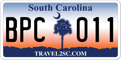 SC license plate BPC011