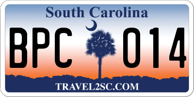SC license plate BPC014