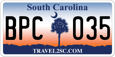 SC license plate BPC035