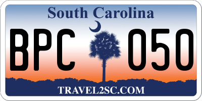 SC license plate BPC050