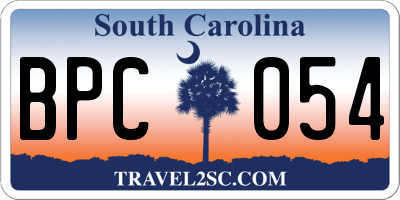 SC license plate BPC054