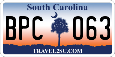 SC license plate BPC063