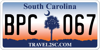 SC license plate BPC067