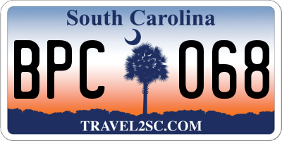 SC license plate BPC068