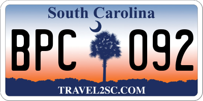SC license plate BPC092