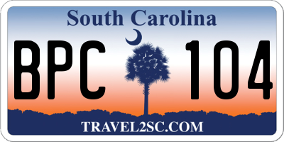 SC license plate BPC104