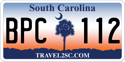 SC license plate BPC112