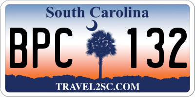 SC license plate BPC132
