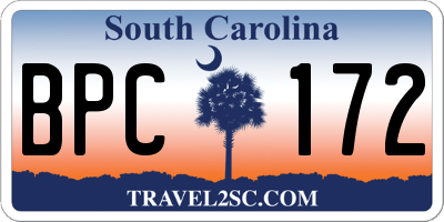 SC license plate BPC172