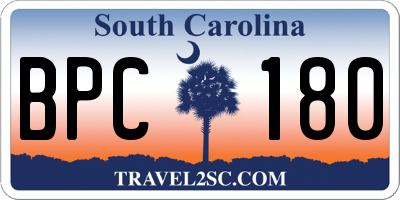 SC license plate BPC180