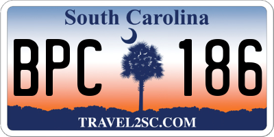SC license plate BPC186