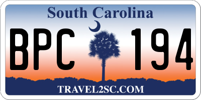 SC license plate BPC194