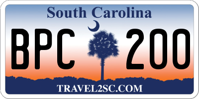 SC license plate BPC200